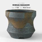 ショッピング陶器 かみ山陶器 金彩流し【ソリ型 Ｍ】φ12cm×H10cm 植木鉢 4号 陶器鉢 反り底穴大きい マット 黒 グレー 金 渋い 釉薬 おしゃれ アガベ アロエ アロイド 塊根 盆栽