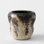 ショッピング陶器 ビーンポット Φ12.5cm×H13.5cm 陶器 植木鉢 4号 長鉢 深鉢 おしゃれ かっこいい 個性的 ビンテージ テクスチャー 室内 ブラウン アイボリー 受け皿なし