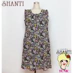 TUNICチュニック 綿ローンサッカー・ロイヤルガーデン 　半開ノースリーブネグリジェ・ブラック　TUNIC66086-C