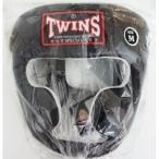 新 TWINS ツインズ 本革製 キックボクシング ヘッドギア ヘッドガード 黒 Mサイズ
