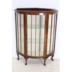  Британия античный 1950 годы Англия производства walnut материал bow переднее стекло шкаф kyu rio кейс дисплей шкаф кошка ножек витрина (G-104)