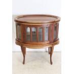 [ прекрасный товар ] чай tray имеется Vintage стекло шкаф красное дерево материал эллипс Франция форма место хранения мебель полка витрины боковой шкаф md-60