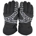 スキーグローブ 雪の結晶 レディース メンズ ブラック 撥水 保温 防寒 裏起毛 スノボー スキー 雪遊び 雪かき Mt.happy/マウントハッピー