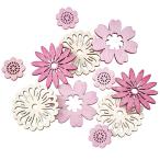  розовый серия . цветок дерево детали 24 штук входит 4 вид каждый 6 шт коралл цвет из дерева цветок детали Sakura слива весна осень 