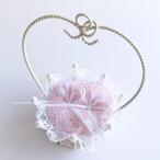 クラウン型リングピロー 完成品 ピンク レース 結婚式 リングボーイ リングガール ワイヤー