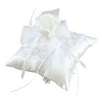 ローズのコサージュと羽根付き 天使のリングピロー 完成品 エンジェル・クッション 結婚式