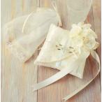 ベール付きモッコウバラのリングピロー手作りキット シャンパンゴールド 木香薔薇 結婚祝い