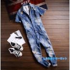 ツナギ メンズ  カバーオール ジャンプスーツ デニム オールインワン サロペット オーバーオール バイカー ツーリング  春 夏 秋 冬 ストリートアメカジ 作業服