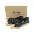 Dz800511 ミュウミュウ サンダル CALZATURE DONNA エスパドリーユ NAPPA7 5S249D NERO レディース MIUMIU 中古美品