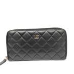 Dz804062 シャネル 長財布 ラムスキン  クラシック ロング ジップ ウォレット マトラッセ A50097  レディース CHANEL 中古