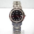 Ft1128501 エルメス 腕時計 クリッパー CL4.210 ブラック/シルバー 黒文字盤 レディース HERMES 中古