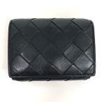 ショッピングボッテガ・ヴェネタ IT336311 ボッテガヴェネタ 三つ折り財布 イントレチャート ブラック メンズ BOTTEGAVENETA 中古