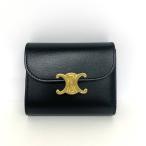 IT80711 セリーヌ 三つ折り財布 スモールフラップウォレット トリオンフ 10D783DPV.38NO ブラック レディース CELINE 美品