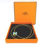 KR12 エルメス ネックレス ペンダント カージュドアッシュ Hキューブ ライトブルー×ゴールド レディース HERMES 中古【質みなみ・小倉店】