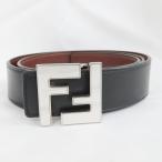 Ts802162 フェンディ ベルト ズッカ ロゴバックル レザー ブラック メンズ FENDI 中古