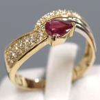 K18/Pt900ルビーダイヤモンドリング R0.45 D0.30 3.9g #17