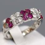 ショッピングルビー Pt900ルビーダイヤモンドリング R0.89 D0.61 5.7g #15 プラチナ フラワー