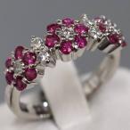 Pt900ルビーダイヤモンドリング フラワーモチーフ R0.83 D0.31 6.9g #12 プラチナ