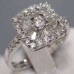 18K/750ダイヤモンドリング D0.43 D0.50 4.3g #13.5 ホワイトゴールド テーパーダイヤモンド