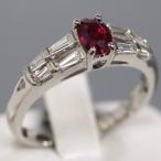 Pt900ダイヤモンド非加熱ピジョンブラッドルビーリング R0.62 D0.30 5.4g #13 AIGS鑑別書 プラチナテーパーダイヤモンド