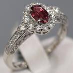 Pt900ダイヤモンド非加熱ピジョンブラッドルビーリング R0.48 D0.54 4.6g #12 AIGS鑑別書 プラチナ ノーヒート 天然ルビー
