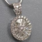 K18WGダイヤモンドペンダント D1.10 6.8g AJ付45cm ホワイトゴールド テーパー