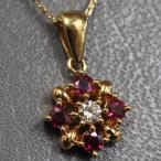 ショッピングルビー タサキ K18ルビーダイヤモンドペンダント D0.06 2.5g 40cm イエローゴールド 田崎