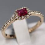 ショッピングルビー K18PGルビーダイヤモンドリング R0.23 D0.16 1.9g #11 鑑別書 ピンクゴールド 11号