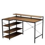 パソコンデスク 机 おしゃれ 木目調 収納棚付き 書斎デスク デスク 勉強机 インバートデスク JJD-120 WN ウォールナット 「玄関先お渡し・お客様組み立て商品」