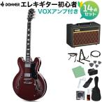 Donner Donna -DJP-1000 Burgundy Red электрогитара начинающий 14 позиций комплект VOX усилитель имеется semi ako semi ho low балка gun ti красный 