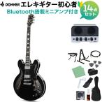 Donner Donna -DJP-1000 Black электрогитара начинающий 14 позиций комплект Bluetooth установка Mini усилитель имеется semi ako semi ho low черный чёрный 