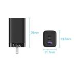 VENTION Ben shon3-port USB(C+C+A) GaN Charger(65W/30W/30W) JP-Plug Black FE-8609