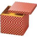 ショッピング重箱 J-kitchens 日本製 重箱 3段 6寸 和 紙 赤金市松 19.0cm x 19.0cm x 17.6cm
