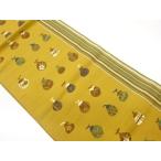 ys7524268;  本場筑前博多抽象干し柿に花々・幾何学模様織出し名古屋帯【着】