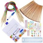 Dennty 編み物 毛糸 工具 かぎ針 編み針 輪針 棒針キャップ とじ針 段数マーカー 目数段数計 ハサミ 巻尺 収納ケース (輪針セット)