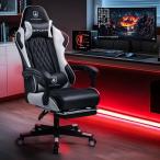 GTRacing ゲーミングチェア オフィスチェア デスク pcチェア 椅子 テレワーク 145°リクライニング オットマン付き ゲームチェア