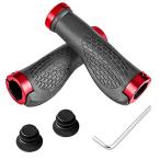 自転車 グリップ 滑り止めゴム製 ハンドルグリップ 左右セット アルミロックリング付き 内径22mm MTB BMX クロスバイク マウンテンバ