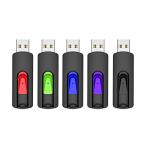 USBメモリ 32GB 5個セット USB 2.0 フラッシュメモリ伸縮式 32ギガバイト サムドライブ ースティック ペンドライブ 5色(黒
