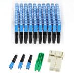 10pcs LEITE SC UPC光ファイバークイックコネクター（切削工具付き）ファイバークイックアセンブリ再利用可能コネクターシングルモード