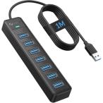【互換品】 PHIXERO 7ポートUSB 3.0 ハブ 1Mケーブル 5Gbps高速転送 USBマルチポートアダプター PC用USBハブ Windo