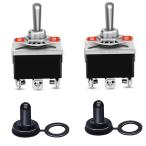 車トグルスイッチ 2個 6ピン/3ポジション ロッカートグルスイッチ 0~110V/15A ラッチオン/オフ/オンスイッチ 防水キャップ付き 高