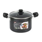 ママディナーアルファ マーブルダイヤモンド IH対応ガラス蓋付カレー・シチューポット鍋22cm