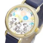 腕時計 レディース腕時計 ピーナッツ PEANUTS スヌーピー 腕時計 レディース PNT002-2 小丸キュート クォーツ ホワイト ネイビー 合金(ケース) レザー(ベルト)