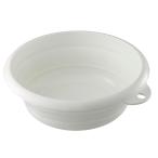 伊勢藤(ISETO) 湯おけ ソフト湯おけ ホワイト 2.5L 幅25.3×奥行27.4×高さ3.3~9.2cm 日本製 折りたたみ 耐熱100℃ 折