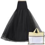 [nicoly] パニエ ロング 持ち運び 収納袋付 大人 ボリューム Aライン フリーサイズ (黒)