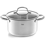 フィスラー (Fissler) 両手鍋 サンフランシスコ (液ダレしないフチ設計 / 24cm / 5.3L) 中身が見えるガラス蓋と便利な目盛り付き