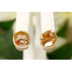 真珠　ピアス　淡水芥子珠パール　9×8mm　ピンクカラー　K18製