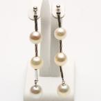  Akoya жемчуг жемчуг дизайн серьги 7.0-8.0mm белый розовый цвет K14WG производства / серебряный производства детали 