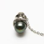 タヒチ黒蝶真珠パールタイタック9m...