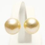  юг . White Butterfly жемчуг жемчуг серьги 13mm натуральный Gold цвет K18 производства 